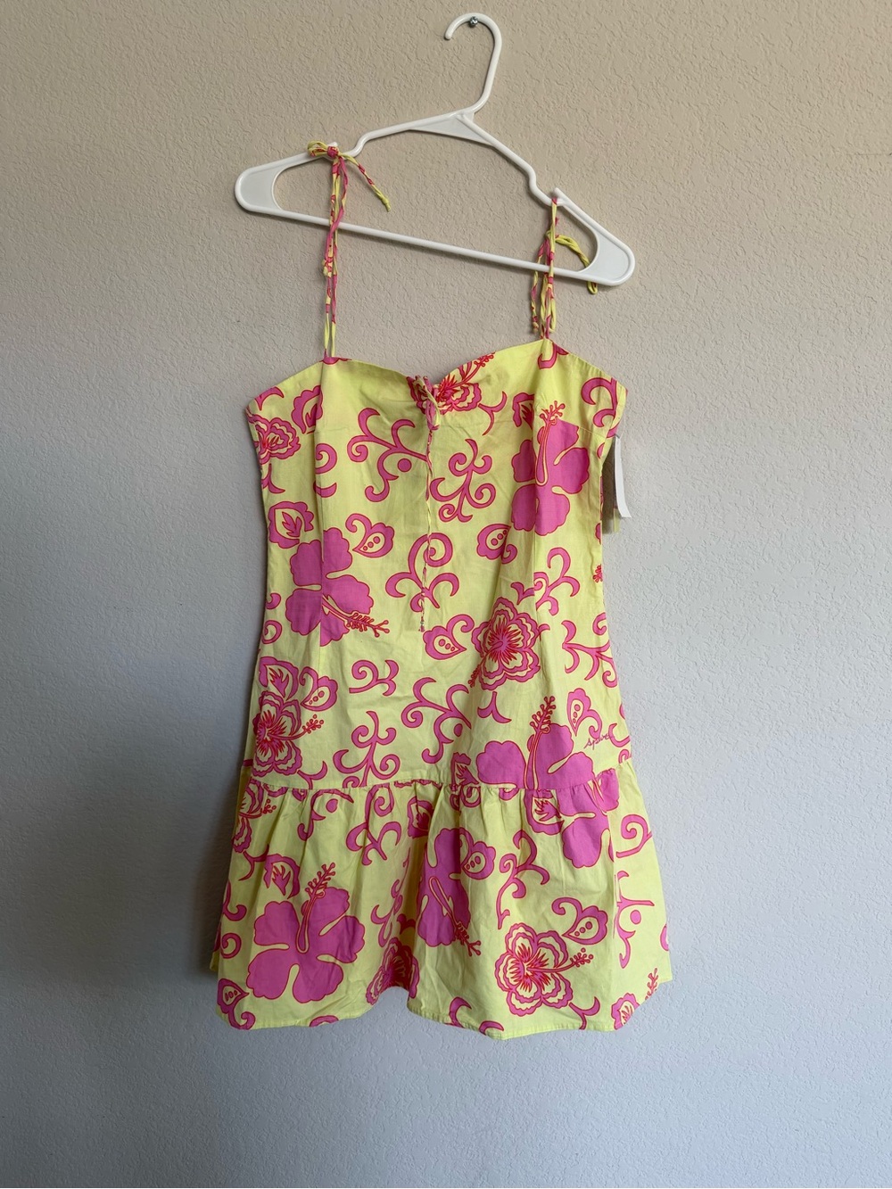 NWT Split Yellow and Pink Floral Sundress - Sleeveless Tie-Strap